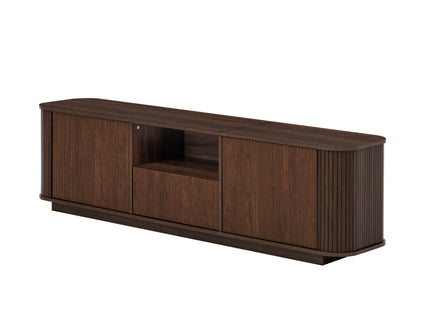 70" TV Stand With Ample Storage, Curved Corners - Dark Brown