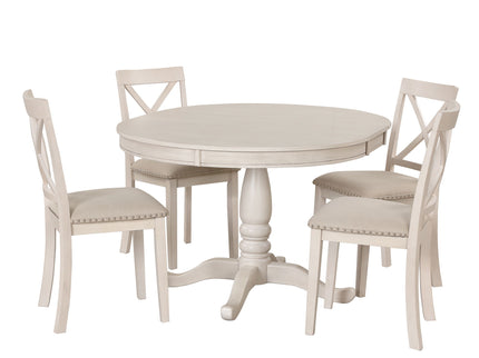 Modern Dining Table Set For 4, Round Table And 4 Kitchen Room Chairs, 5 Piece Kitchen Table Set For Dining Room, Dinette, Breakfast Nook