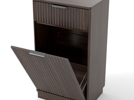 Tilt Out Trash Can Cabinet With Wave Textured Drawer & Pull Out Bin