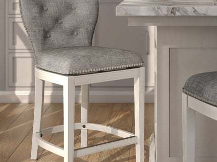 Upholstered Swivel Stool With Back