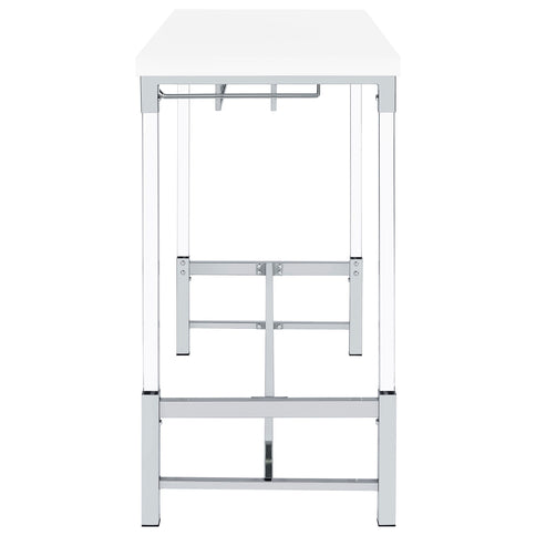 Tonneson - Bar Table With Trestle Base And Wine Storage - White
