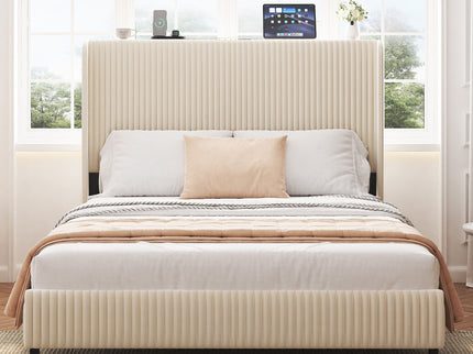 Platform Bed With Metal Frame And Charging Station