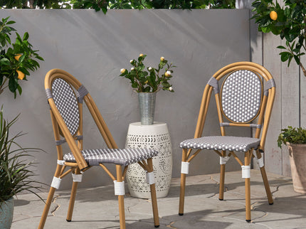 Outdoor Rattan And Aluminum French Bistro Chair Set