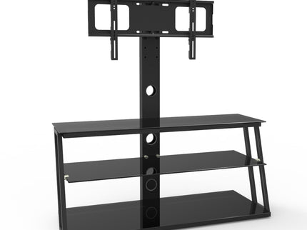 Multi-Function Angle And Height Adjustable Tempered Glass TV Stand - Black
