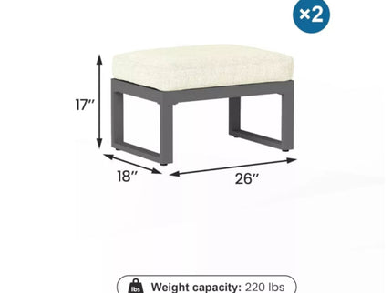 Patio All-Weather Ottomans With Thick Cushions (Set of 2)