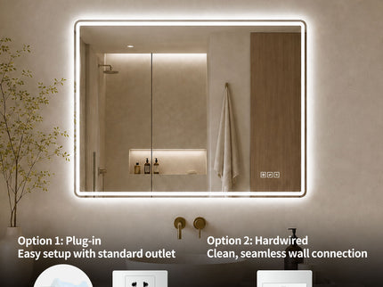 24" X 32" Rectangular Front Lighted And Backlit LED Bathroom Mirror With Anti Fog - Clear