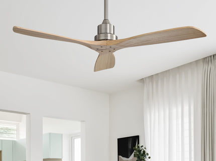 52" Outdoor Ceiling Fan With Remote Control Blades Reversible DC Motor - Brushed Nickel