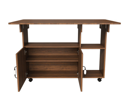 Multi Functional Folding Table With Storage Shelves And Wheels