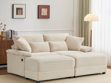 Double Chaise Lounge Set With Reversible Storage Ottomans, USB Port