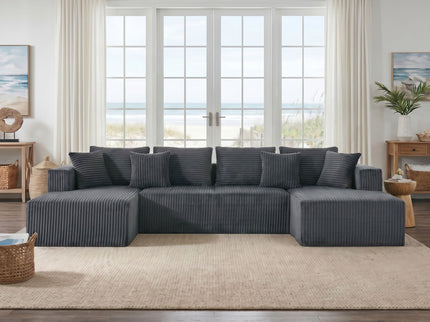 U-Shaped Modular Sectional Sofa With Double Chaise, Oversized Deep Seat For Living Room