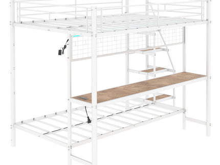 Bunk Bed With Built In Desk And LED Lighting