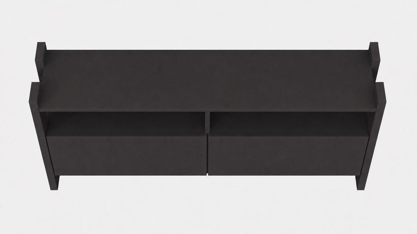 TV Stand For TVs Up To 55" With Open Shelves And 2 Drawers - Carbon Gray