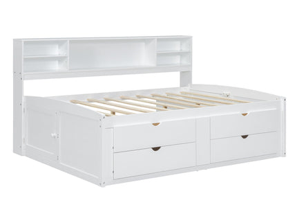 Daybed With 2 Bedside Cabinets, Upper Shelves And 4 Drawers