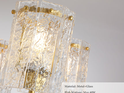 5 Light Chandelier, Textured Glass Pendant Light, (Not Including The Bulb) For Living Room - Black / Gold