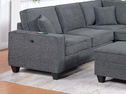 5 Piece Sectional Set Left Arm Loveseat With USB Port Corner Wedge Ottoman Armless Chair Right Arm Loveseat With Chaise - Gray / Slate