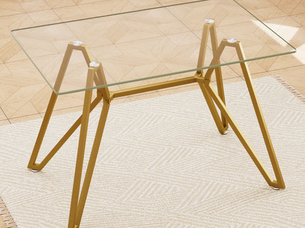 Modern Glass Dining Table With Metal Legs