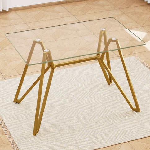 Modern Glass Dining Table With Metal Legs