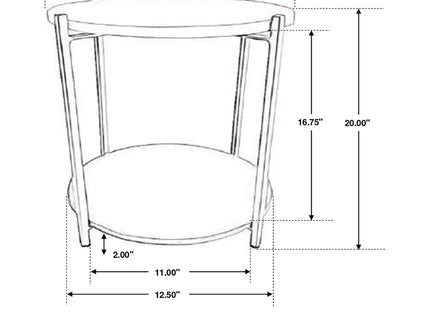 Bleskin - Round Accent Side Table With Shelf - White