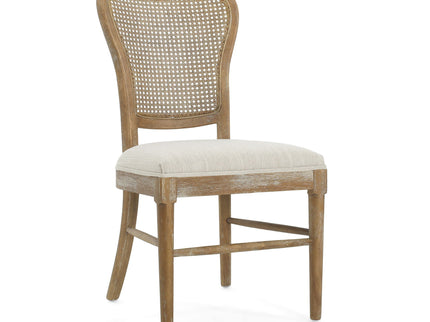 Classic Retro Dining Chair (Set of 2) With Rattan Backrest - Dark Brown / Beige