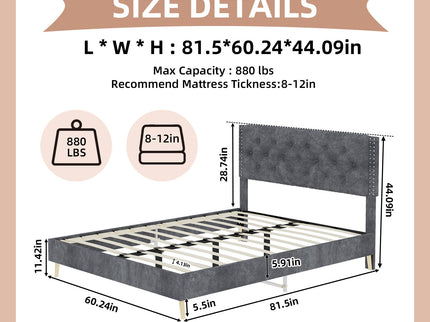 Upholstered Bed With Tufted Headboard