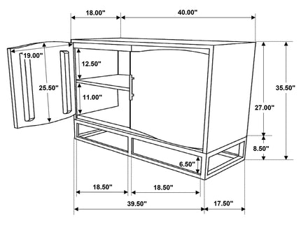 Denali - 2 Door Accent Cabinet With Variegated Grain Doors And Soft Base - Walnut