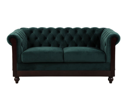 Chesterfield Loveseat Sofa, 2 Person Rolled Arm Upholstered Couch