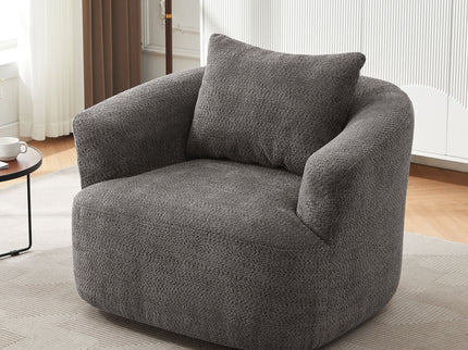 360° Swivel Barrel Sofa Chair With Throw Pillow, Upholstered Accent Chair