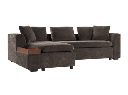 Modern L Shaped Sectional Sofa With Upholstery And Wooden Storage