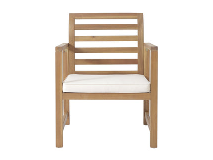 Outdoor Acacia Wood Club Chairs, 2 Pieces Set - Natural Stained / White