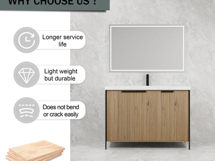 Modern Freestanding Bathroom Vanity With Resin Sink & Soft Close Cabinet Doors