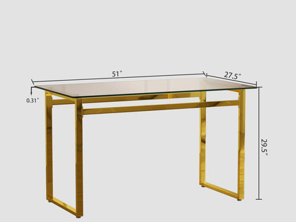 Modern Minimalist Rectangular Dining Table With Tempered Glass Top