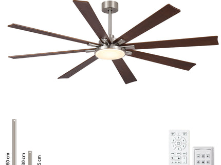 Large Ceiling Fan With Dimmable LED Light 8 Blades Remote Control, Reversible DC Motor