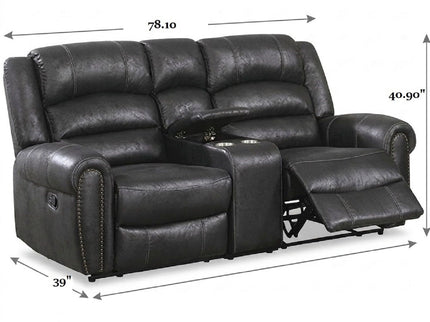 Power Reclining Loveseat With USB Port And Cup Holder Console - Black