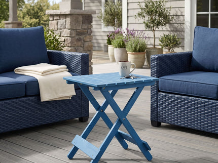 Folding Square Table For Backyard - Blue