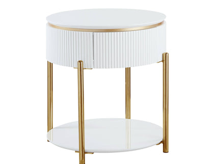 Daveigh - High Gloss End Table - Gold / White
