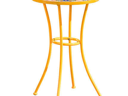 Outdoor Side Table With Tile Mosaic Table Top - Yellow