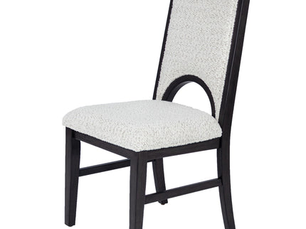 7 Piece Set, Trestle Dining Table And 6 Side Chairs With Cutout Back - Black / Charcoal / White