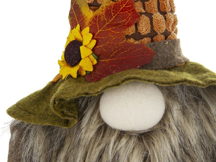 Sitting Gnome With Maple Leaf, For Holiday Harvest Festival Fall Festival & Thanksgiving Table Decorations (Set of 2) - Orange Multi