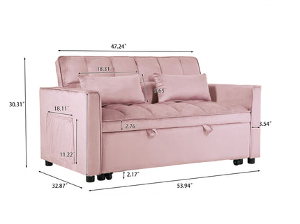 3 In 1 Pull Out Couch Convertible Sofa Bed With Reclining Backrest