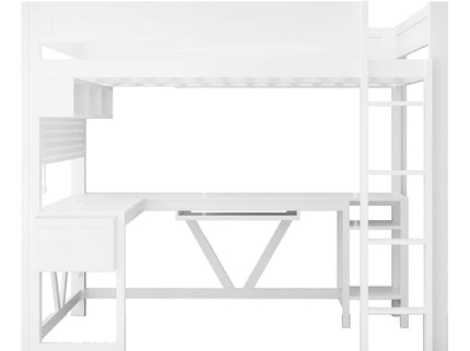 Gaming Loft Bed With Desk, Storage Shelves, LED And Charging Station