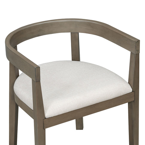 Rectangular Dining Table Set For 6 With Upholstered Barrel Back Chairs