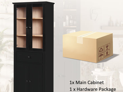 Bathroom Storage Cabinet, Adjustable Shelves & Drawer, Freestanding Tower