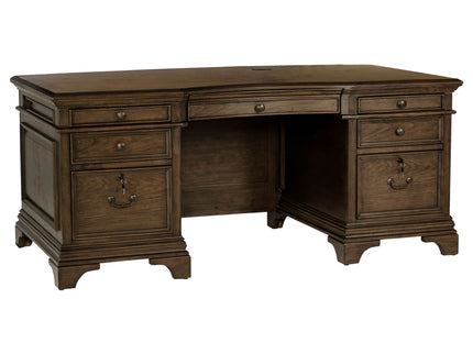 Stigham - 7 Drawer Executive Desk With Lockable File Cabinets - Oak
