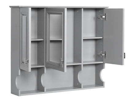 Wall Mounted Bathroom Medicine Wall Cabinet With Mirror & Open Shelves