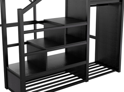 Loft Bed With Storage Shelves, Wardrobe