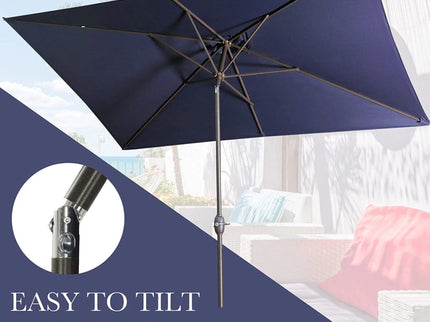 Rectangular Patio Umbrella With Crank Tilt, Polyester UV-Resistant Canopy