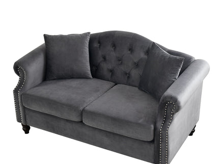 2 Seater Chesterfield Sofa With Rolled Arms And Nailhead Trim For Living Room