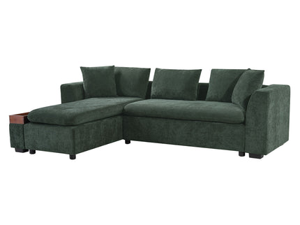 Modern L Shaped Sectional Sofa With Upholstery And Wooden Storage