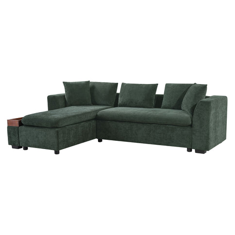 Modern L Shaped Sectional Sofa With Upholstery And Wooden Storage