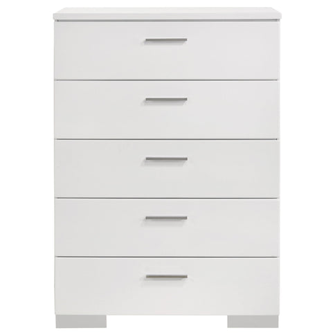 August - 6 Piece Queen Panel Bedroom Set With LED Lighting - White